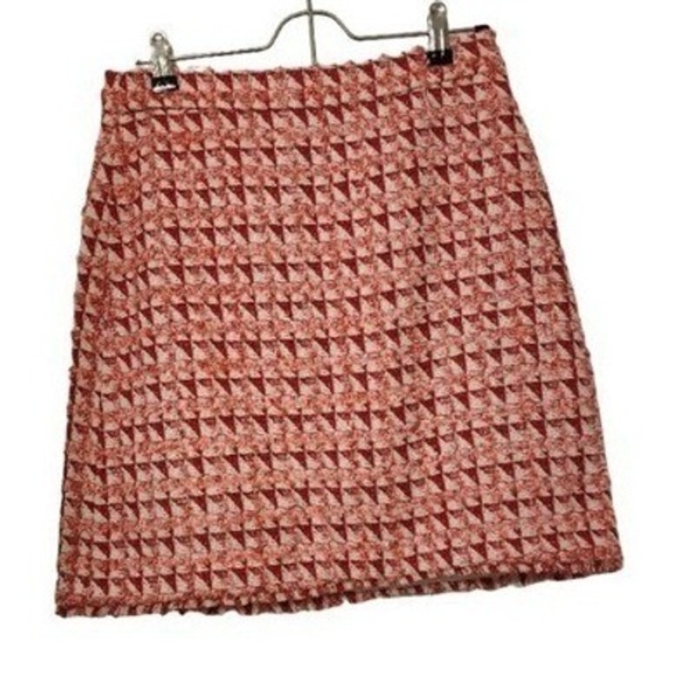 Ann Taylor Fringe Tweed A-line Skirt In Red Multi Size 2P